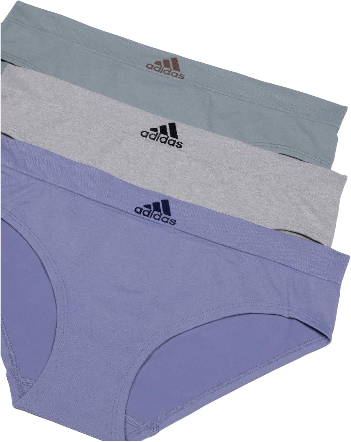 image:imageadidas womens Seamless Hipster Underwear 3 PackSilver VioletHeather GreySilver Green