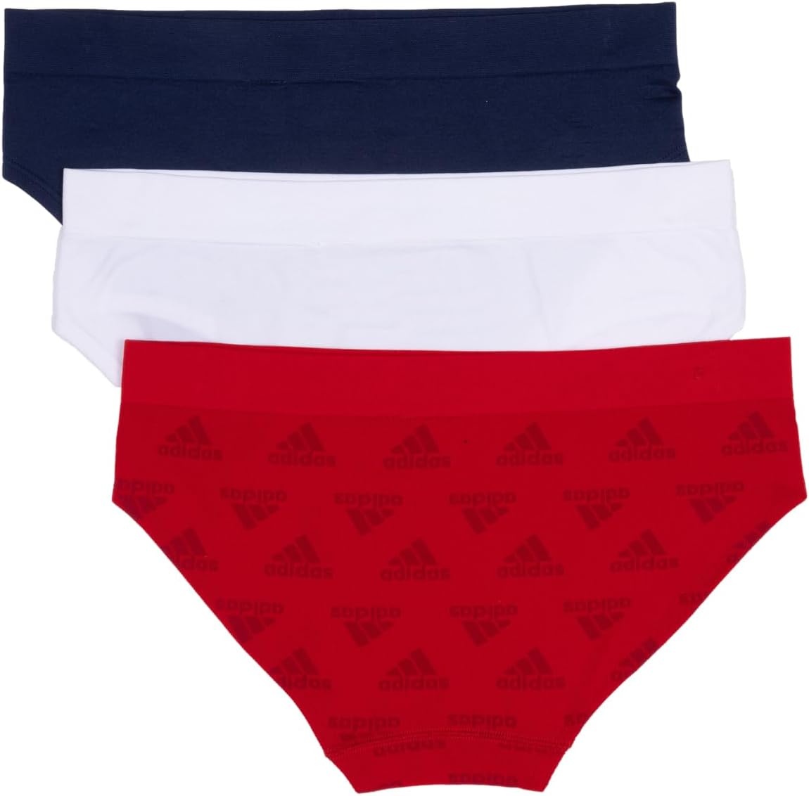image:imageadidas womens Seamless Hipster Underwear 3 PackVivid Red LogoWhiteNight Indigo