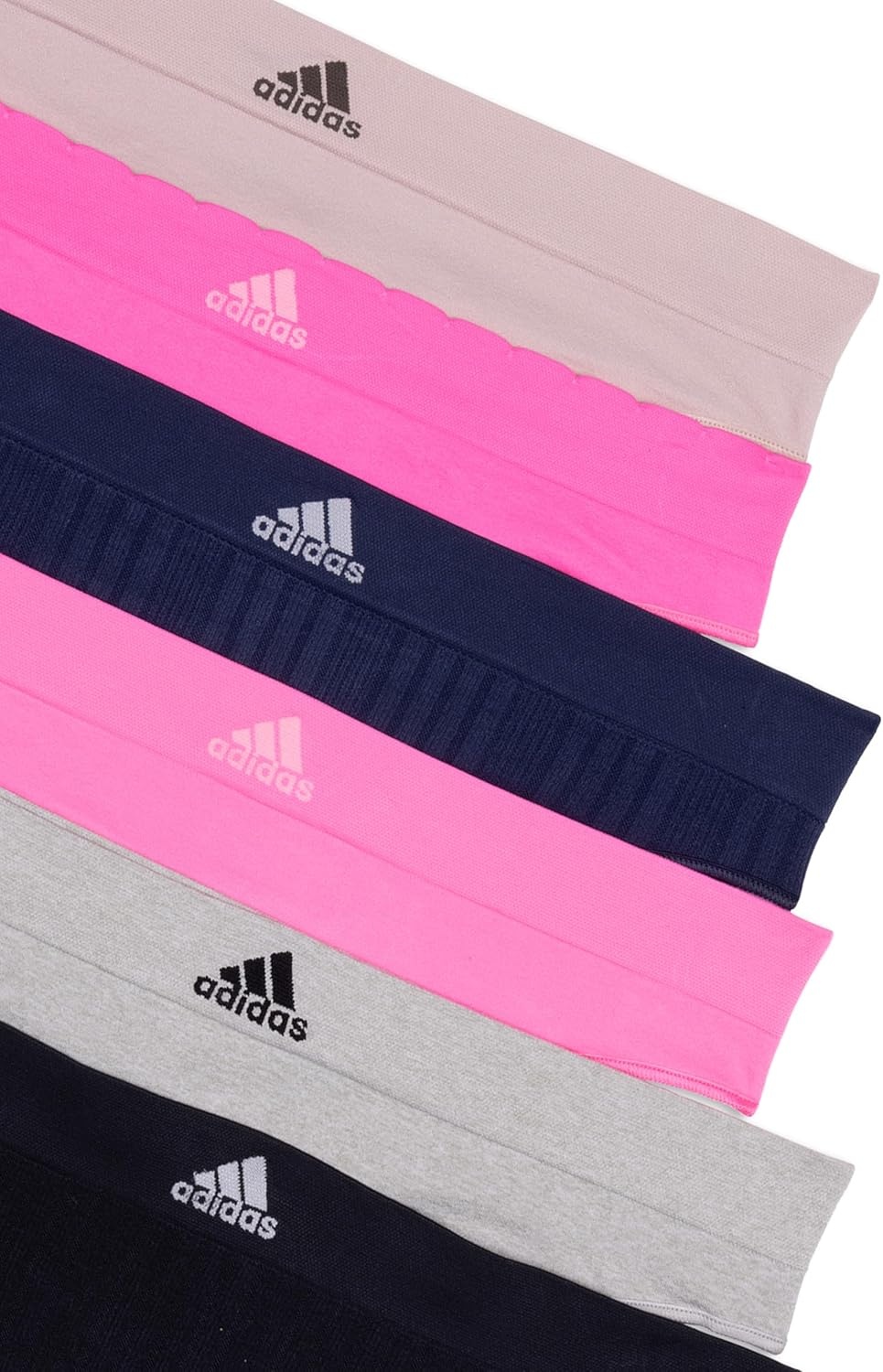 image:imageadidas womens Seamless Thong Underwear 3packNight Indigo RibbedLucid PinkWonder TaupeBlack RibbedHeather GreyLucid Pink