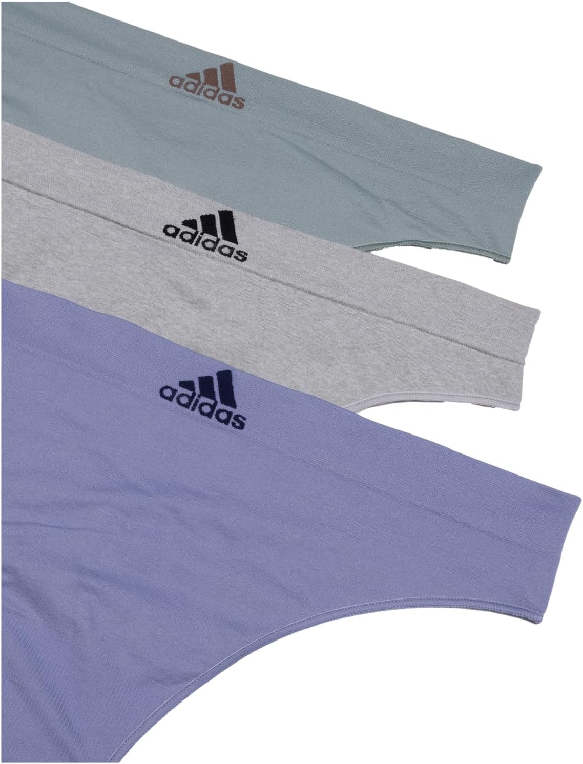 image:imageadidas womens Seamless Thong Underwear 3packSilver VioletHeather GreySilver Green