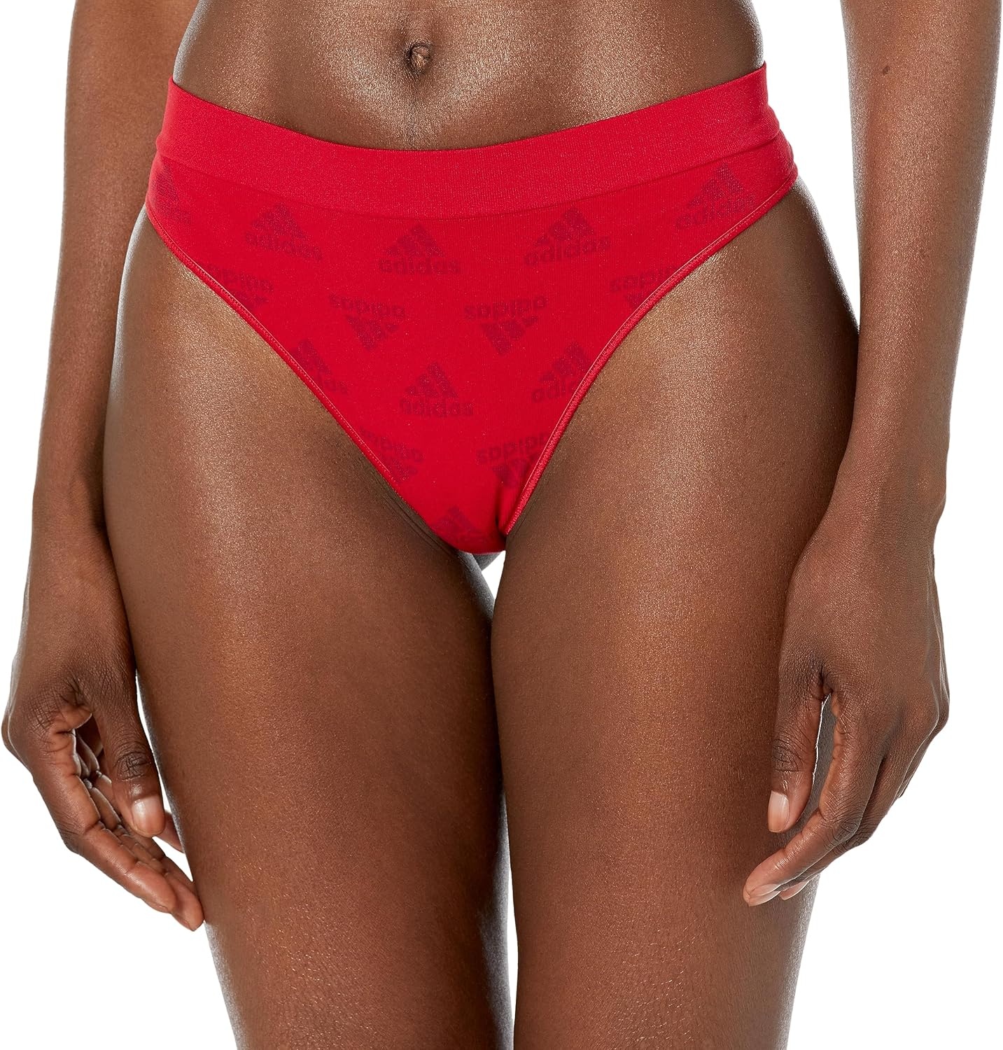 image:imageadidas womens Seamless Thong Underwear 3packVivid Red LogoWhiteNight Indigo
