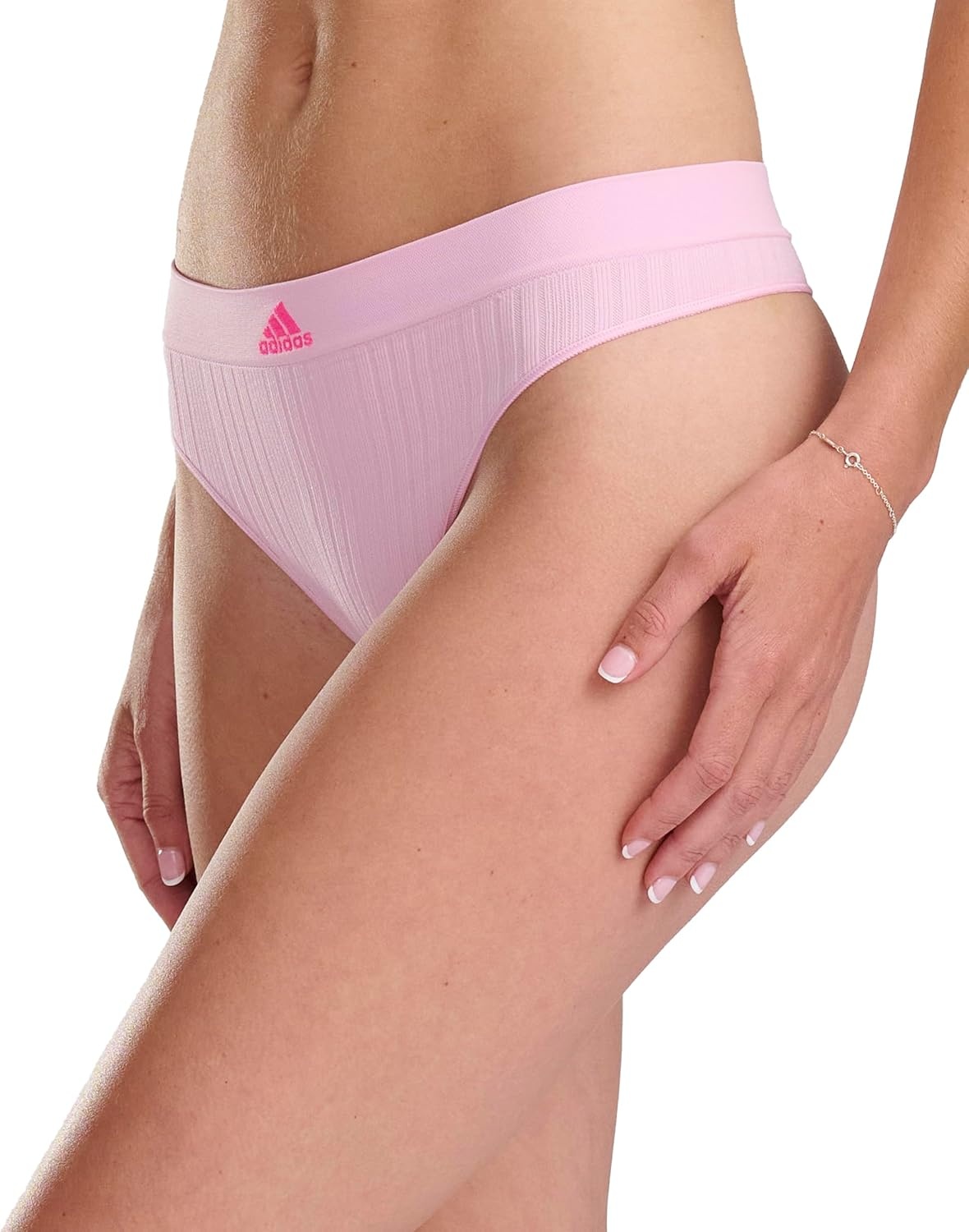 image:imageadidas womens Seamless Thong Underwear 3packWonder Pink RibbedWonder SilverWonder Oxide Fishnet 6 Pack