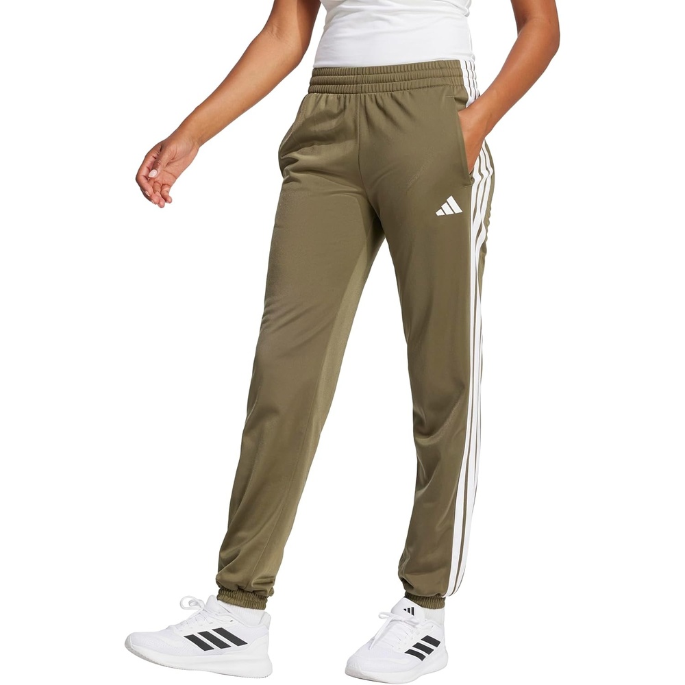 image:imageAdidas Womens Tricot 3Stripes Track PantsOlive StrataWhite