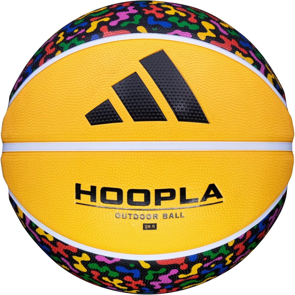 image:imageadidas Hoopla Sponge Rubber Basketball Outdoor Durability with Game Ball FeelMulti Color