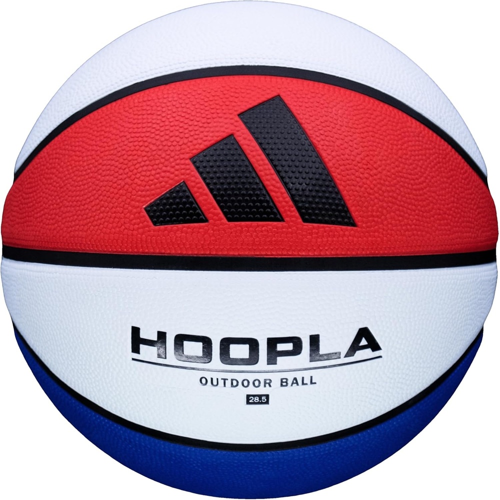 image:imageadidas Hoopla Sponge Rubber Basketball Outdoor Durability with Game Ball FeelRedWhiteBlue