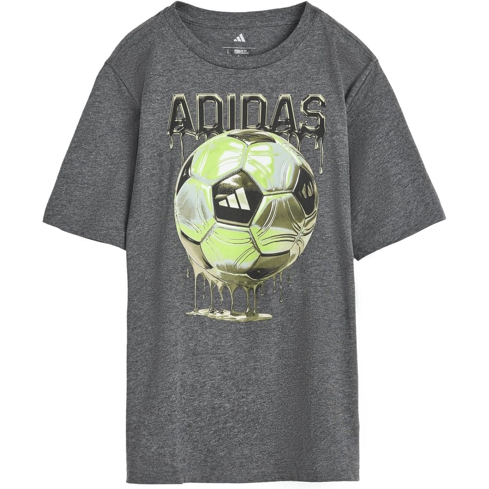 image:imageadidas Boys Soccer Drip Heather Tee Big KidDark Grey Heather