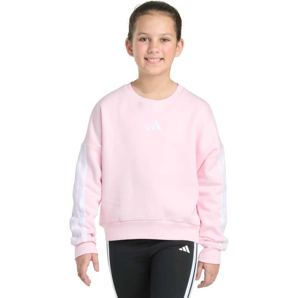image:imageadidas Girls Fleece 3stripe Crewneck SweatshirtClear Pink