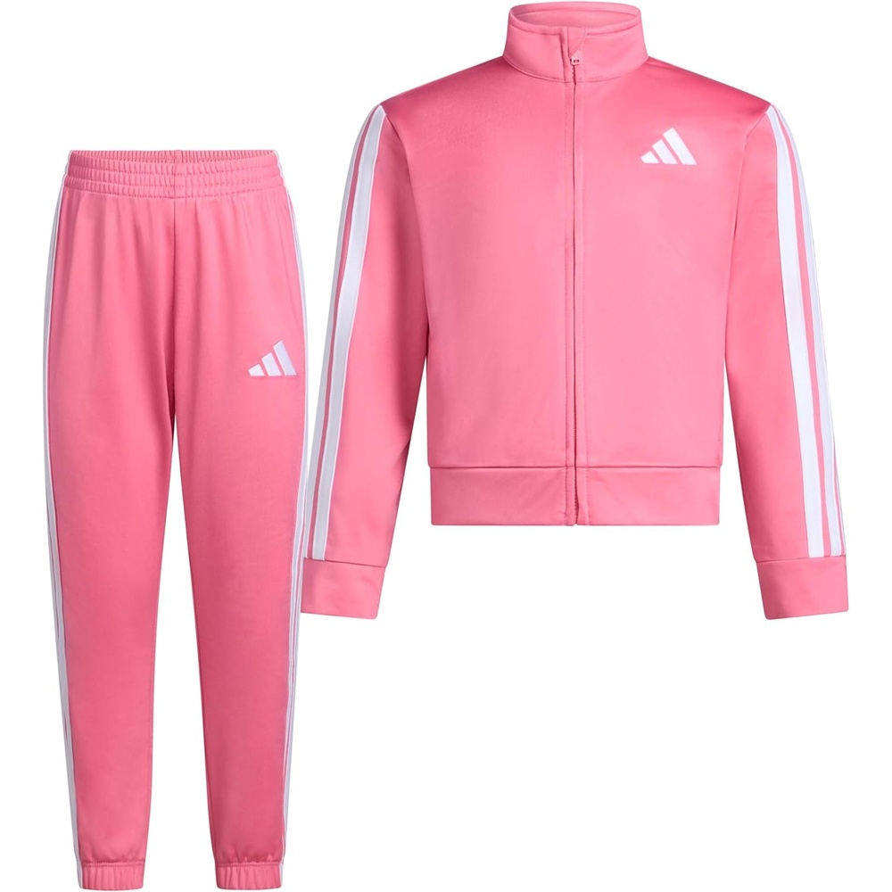 image:imageadidas Little Girls Zip Front Classic Tricot Jacket and Joggers SetPink