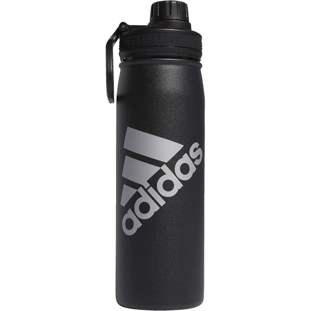 image:imageadidas Stainless Steel Metal Water Bottle 20 oz 600 mL Screw CapBlackSilver Metallic