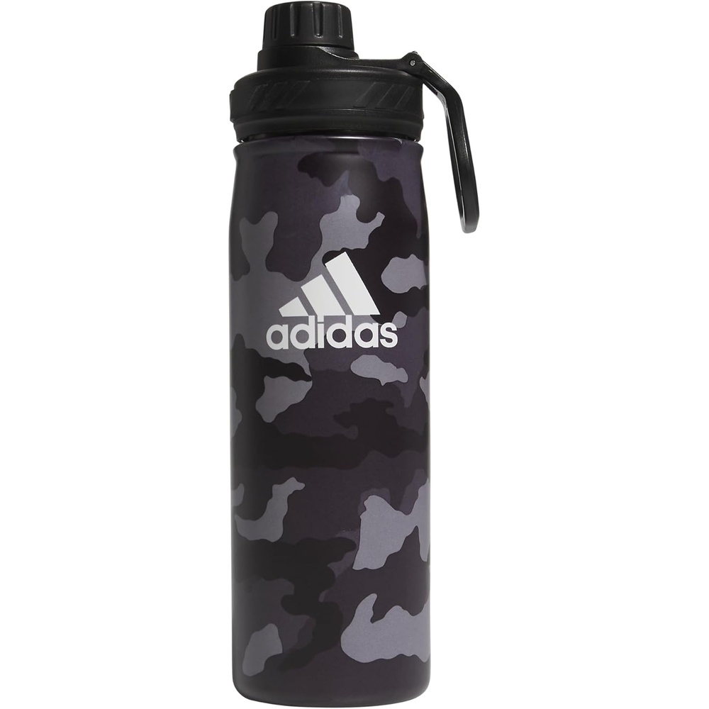 image:imageadidas Stainless Steel Metal Water Bottle 20 oz 600 mL Screw CapCamouflage CarbonBlackWhite