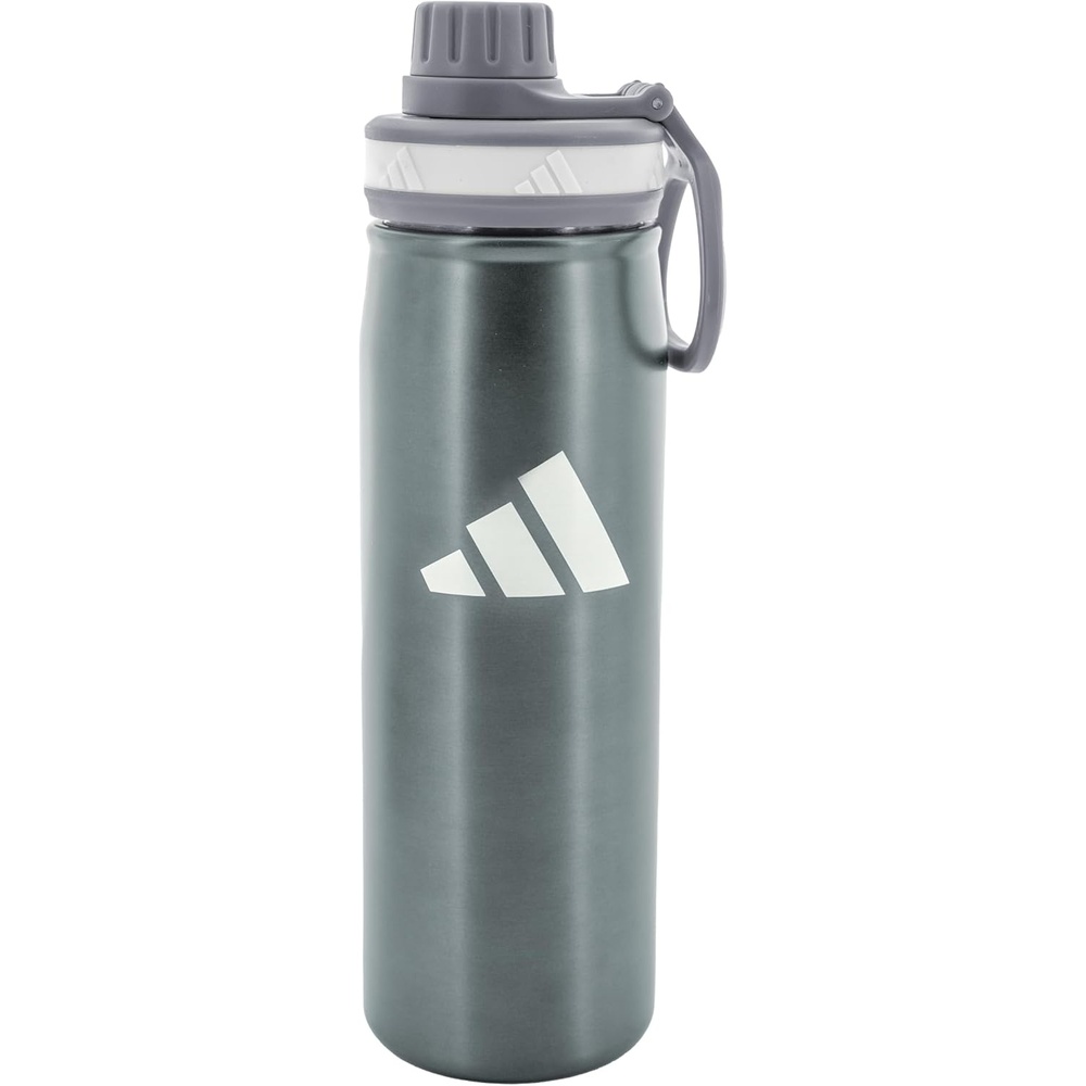 image:imageadidas Stainless Steel Metal Water Bottle 20 oz 600 mL Screw CapGraphiteGreyWhite