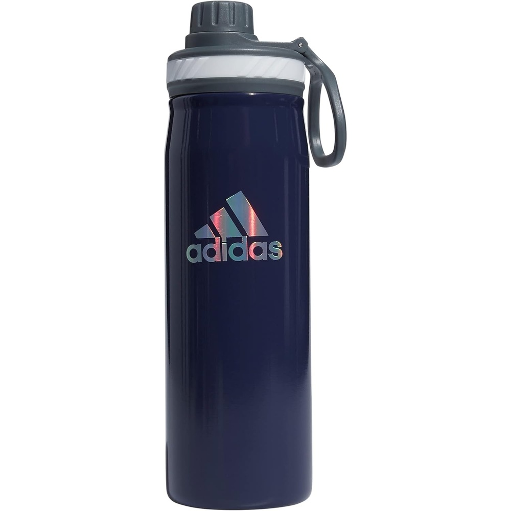 image:imageadidas Stainless Steel Metal Water Bottle 20 oz 600 mL Screw CapShadow NavyOnix GreySilver Reflective