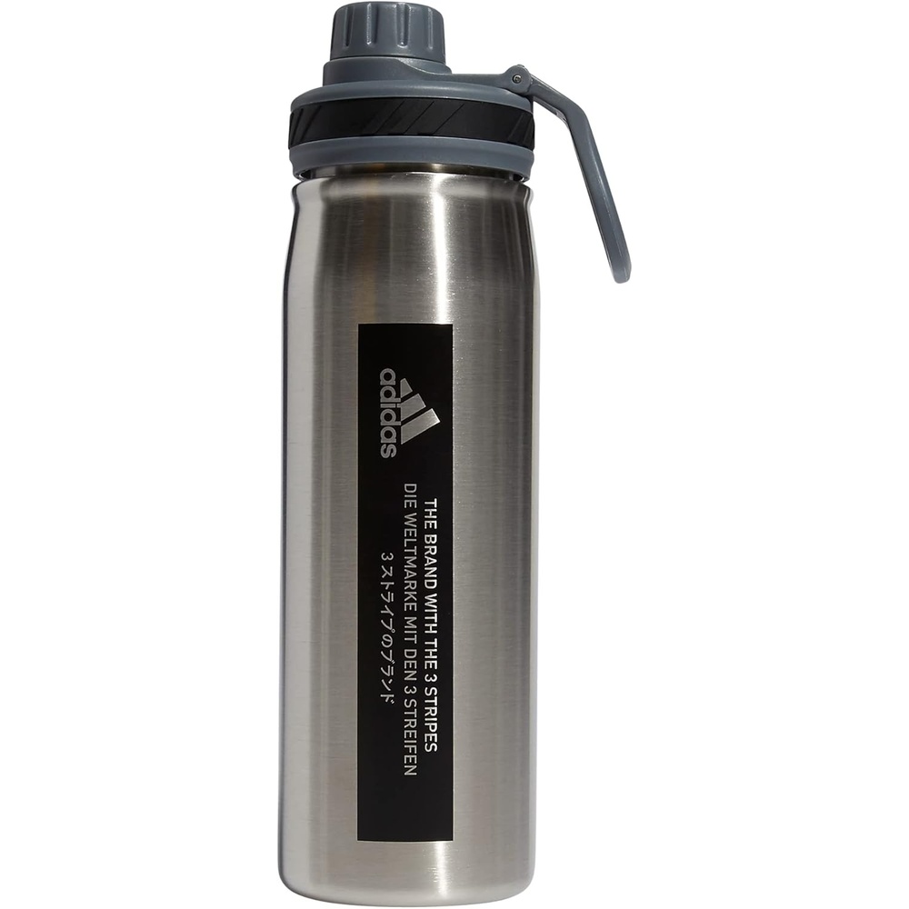 image:imageadidas Stainless Steel Metal Water Bottle 20 oz 600 mL Screw CapStainless SteelOnix GreyBlack