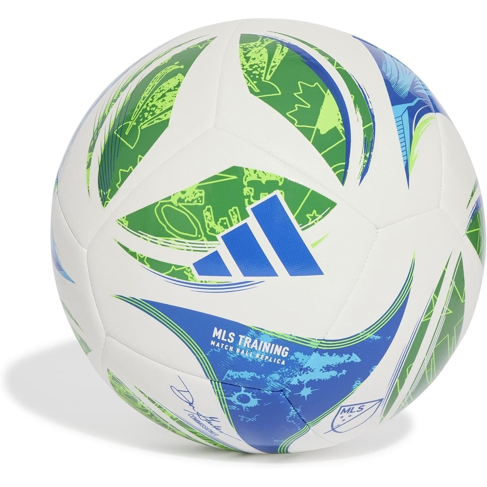 image:imageadidas Unisex MLS Soccer BallTraining WhiteGreenGlory BlueSolar Blue