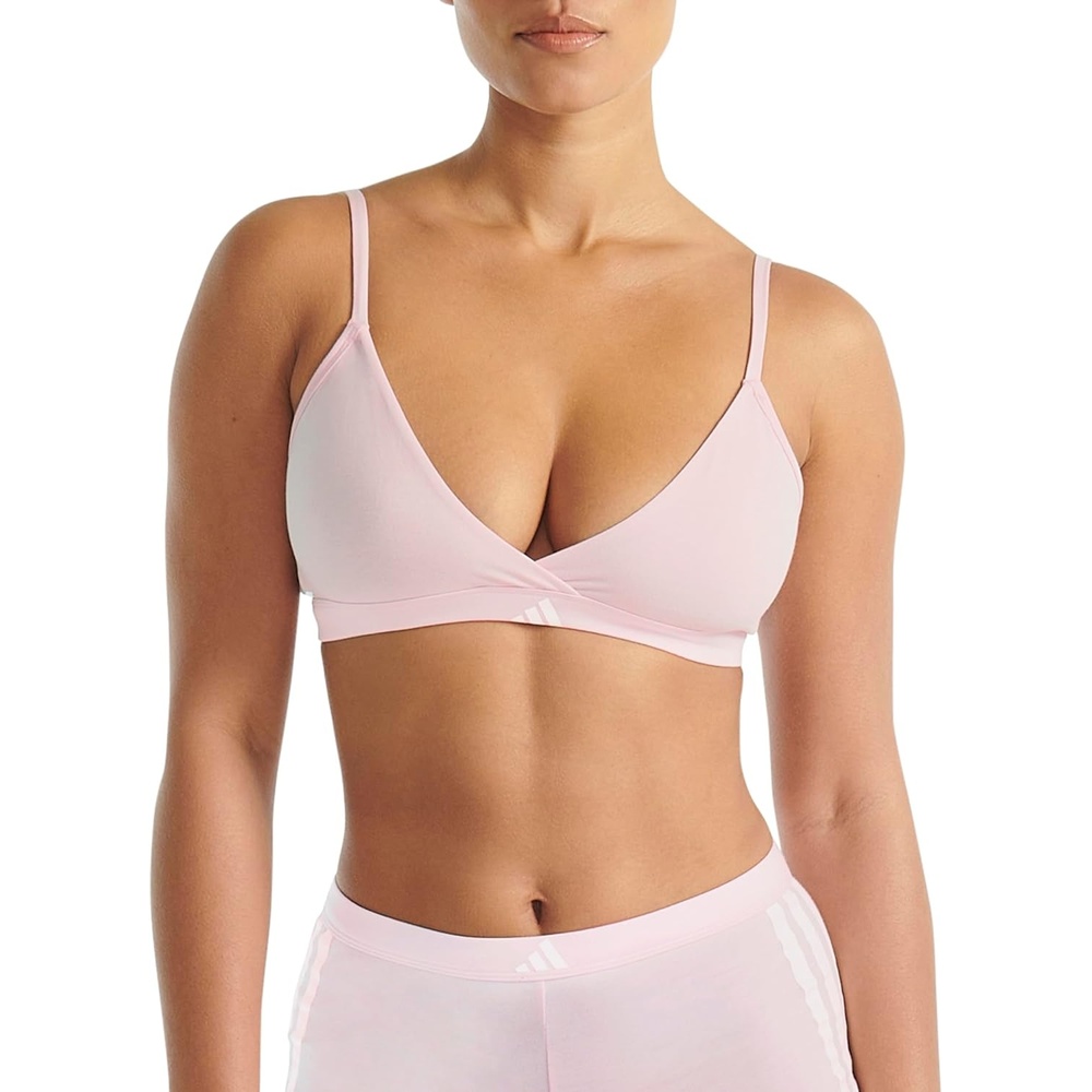 image:imageadidas Womens 3 Stripes Active Essentials Cotton Triangle Wrap BraletteClear Pink