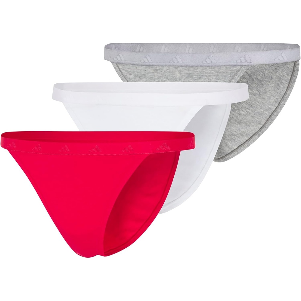 image:imageadidas Womens Active Essentials Cotton String Bikini UnderwearHeather Grey WhitePure Ruby
