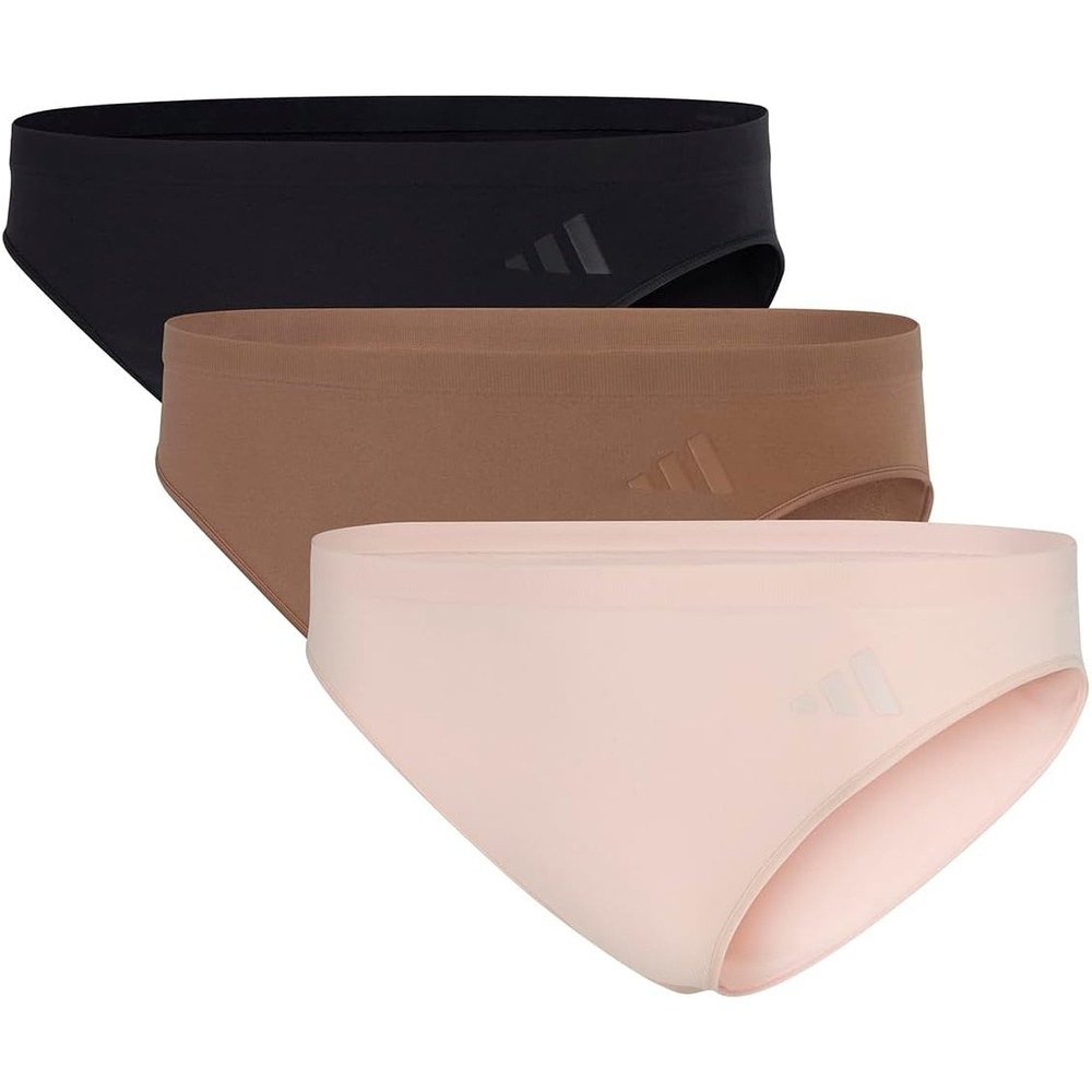 image:imageadidas Womens Active Seamless Bikini Brief Underwear 3Pack BlackToasted AlmondWonder Quartz Medium