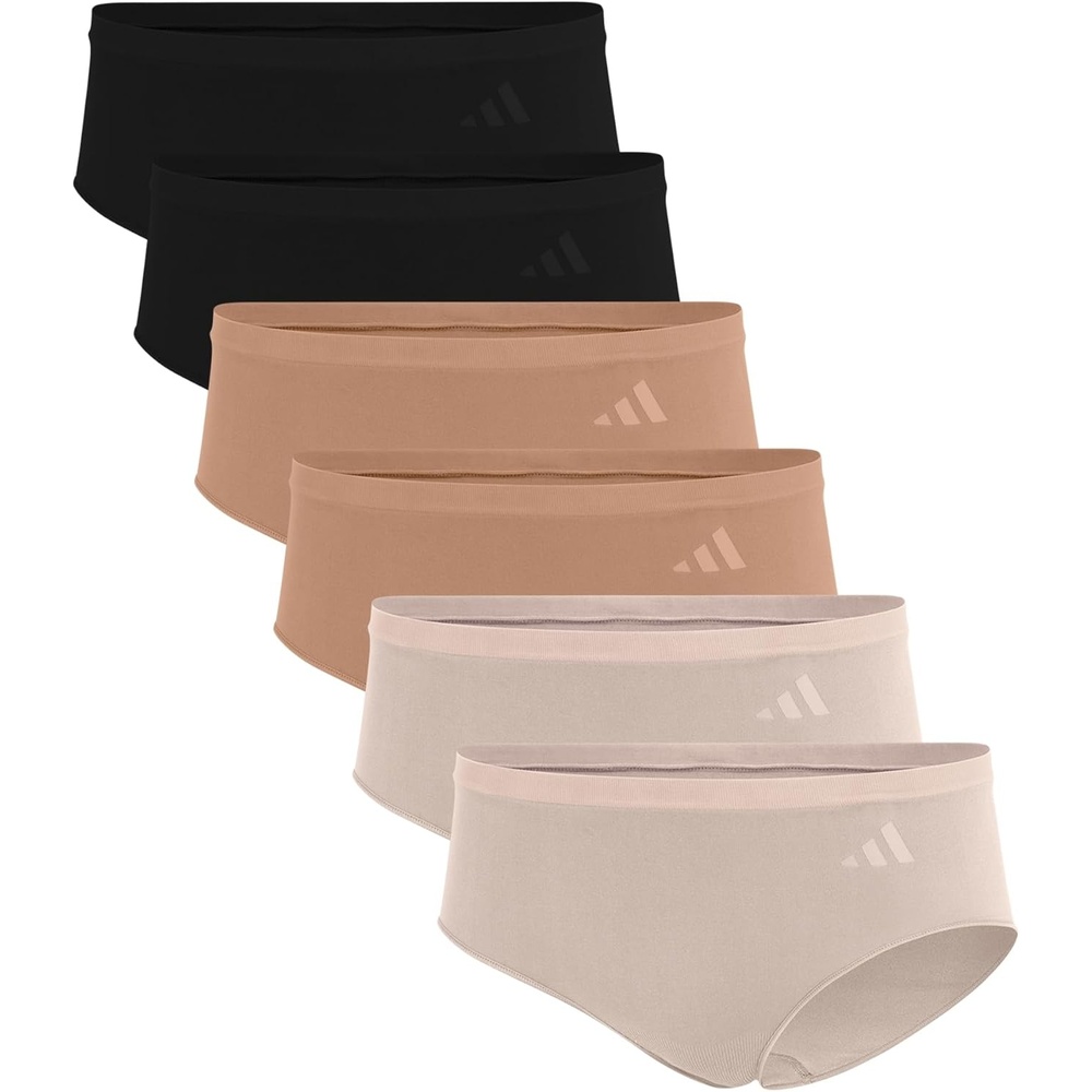 image:imageadidas Womens Active Seamless Hipster UnderwearBlackBlackToasted AlmondToasted AlmondWonder QuartzWonder Quartz
