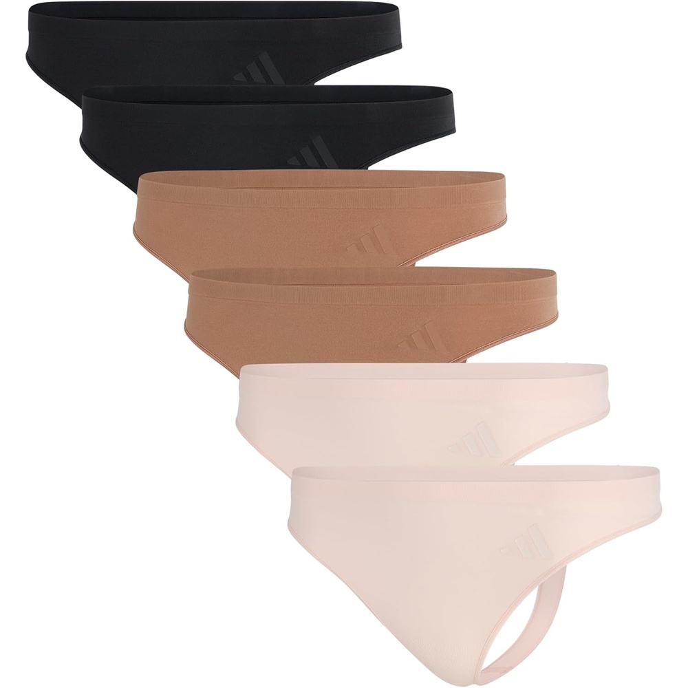 image:imageadidas Womens Active Seamless Thong UnderwearBlackBlackToasted AlmondToasted AlmondWonder QuartzWonder Quartz