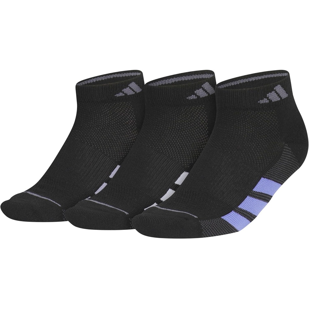 image:imageadidas Womens All Day Training Workout Socks 3 Pairs Multiple HeightsBlackViolet Tone PurpleWhiteLow Cut
