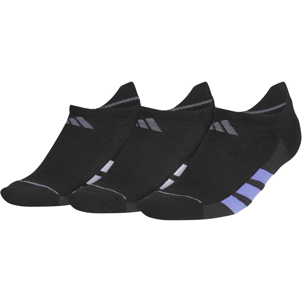 image:imageadidas Womens All Day Training Workout Socks 3 Pairs Multiple HeightsBlackViolet Tone PurpleWhiteNo Show