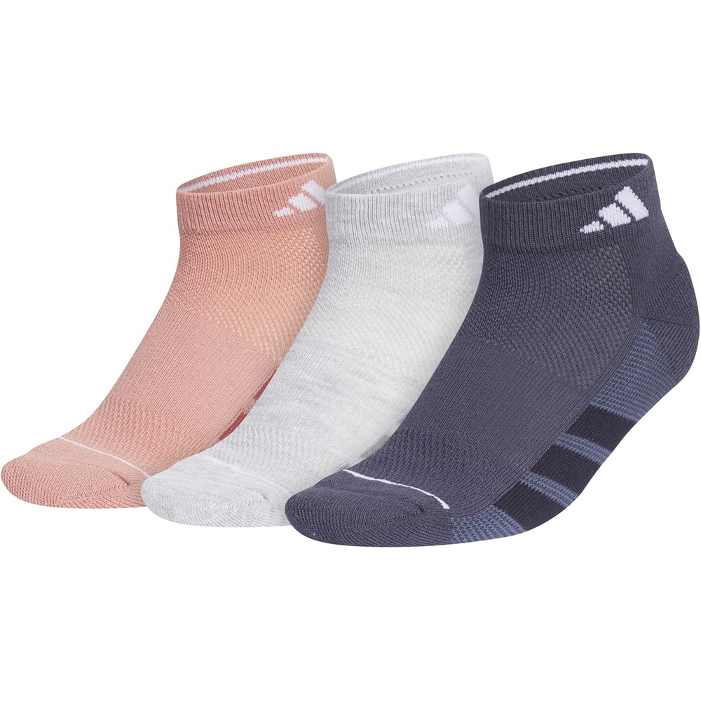 image:imageadidas Womens All Day Training Workout Socks 3 Pairs Multiple HeightsWarm Clay PinkCool Light HeatherShadow NavyLow Cut