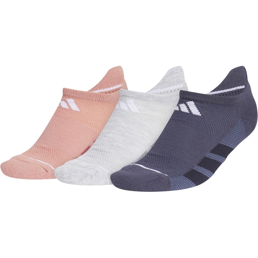 image:imageadidas Womens All Day Training Workout Socks 3 Pairs Multiple HeightsWarm Clay PinkCool Light HeatherShadow NavyNo Show