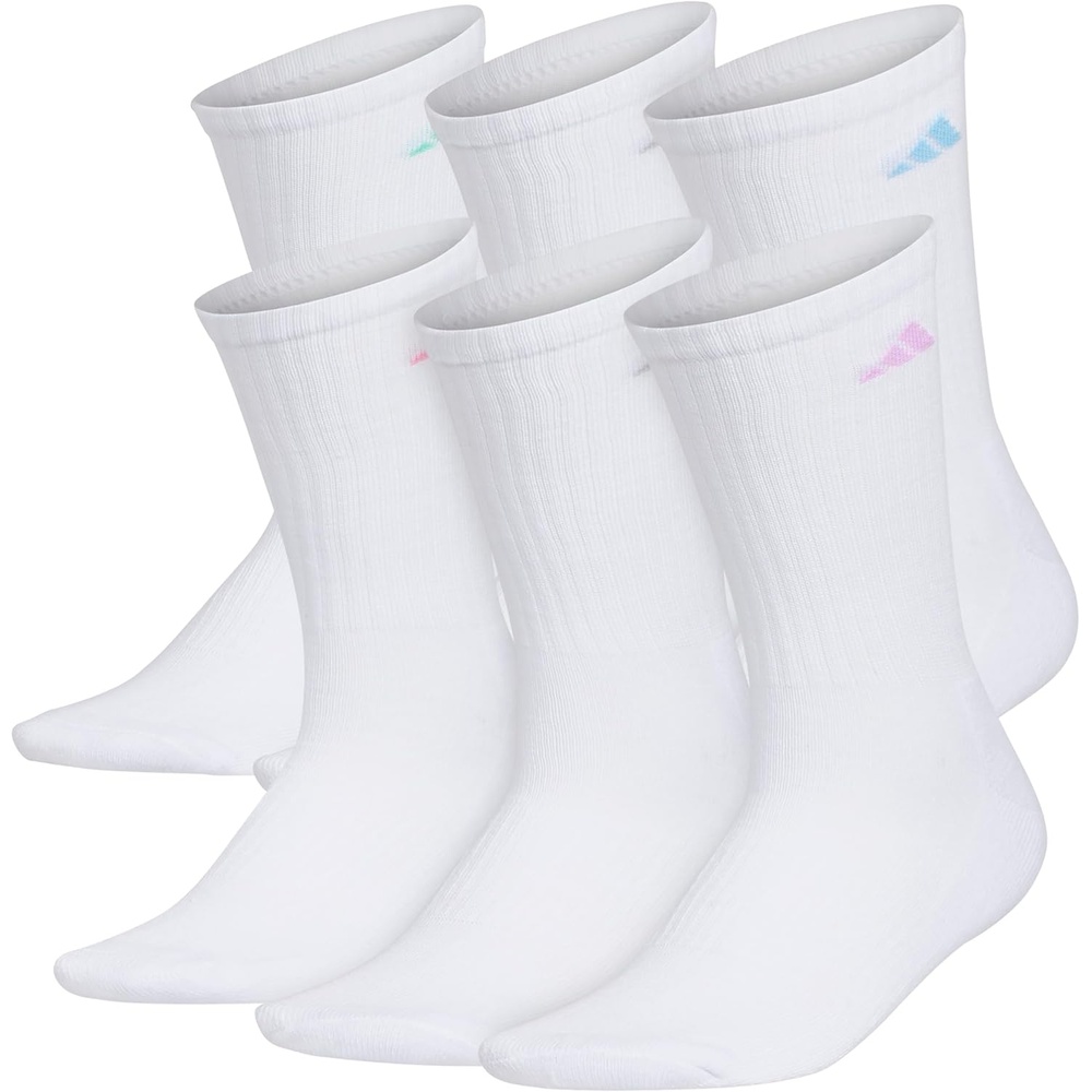 image:imageadidas Womens Athletic Cushioned Crew Socks 6 Pairs Durable amp ComfortableWhiteClear Sky BlueBliss Lilac Purple
