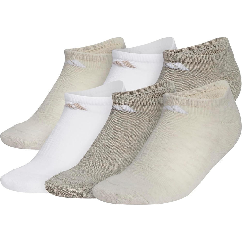 image:imageadidas Womens Athletic Cushioned No Show Socks 6 Pairs Durable amp ComfortableAlumina BeigeWhiteWonder Beige