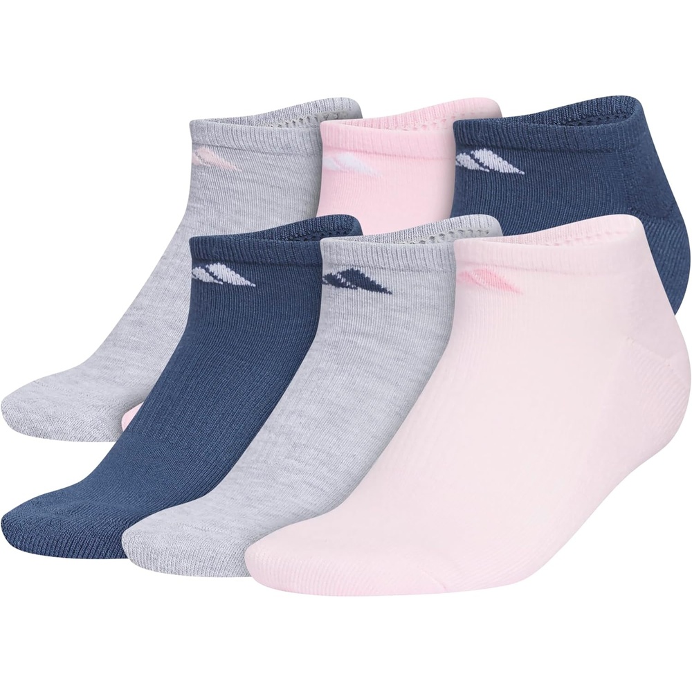 image:imageadidas Womens Athletic Cushioned No Show Socks 6 Pairs Durable amp ComfortableCool Light HeatherClear PinkDark Blue