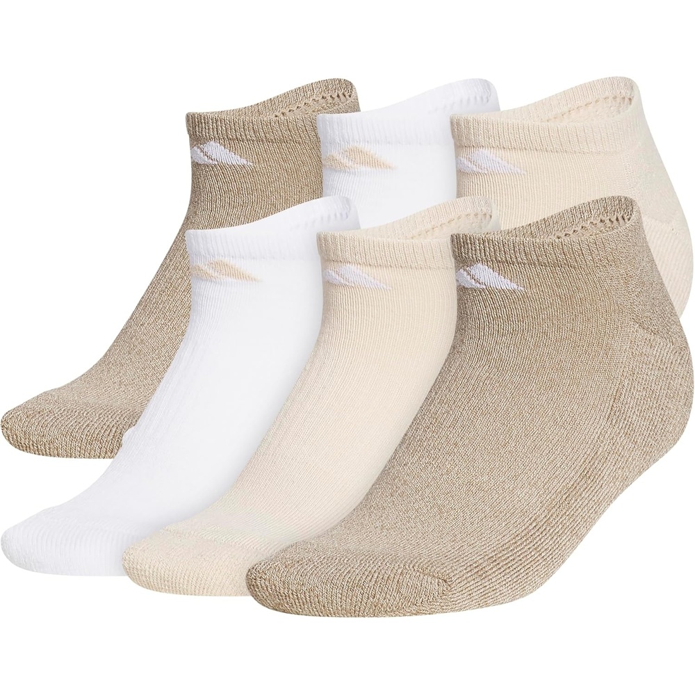 image:imageadidas Womens Athletic Cushioned No Show Socks 6 Pairs Durable amp ComfortableKhaki ThreeWhiteCrystal Linen Beige