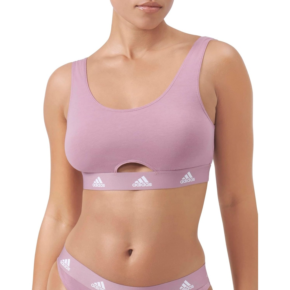 image:imageadidas Womens Cotton Logo Scoop BraletteWonder Orchid