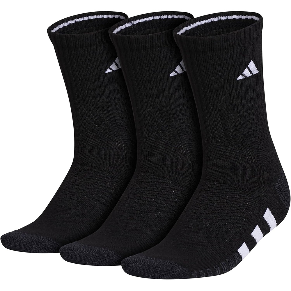 image:imageadidas Womens Cushioned Crew Socks 3 Pairs Durable amp ComfortableBlackNight GreyWhite3