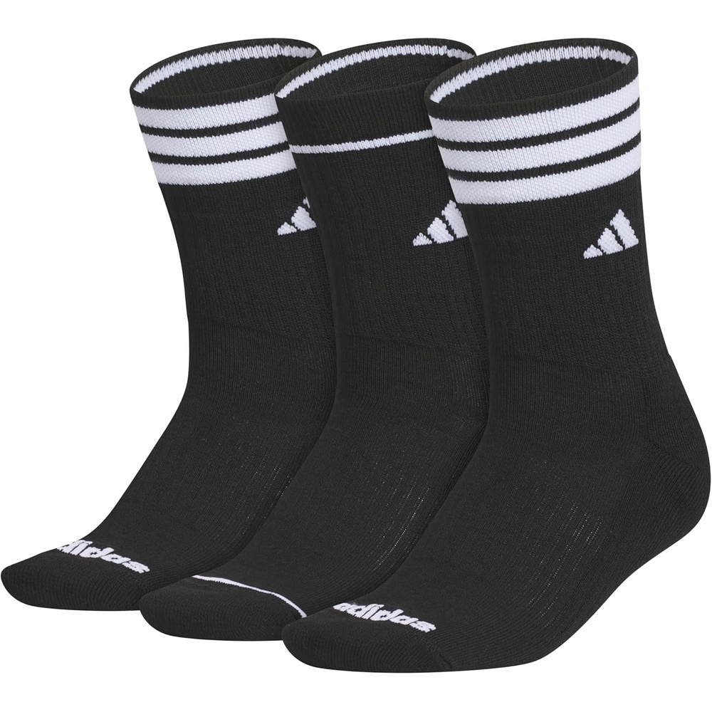 image:imageadidas Womens Cushioned Crew Socks 3 Pairs Durable amp ComfortableBlackWhite3stripe4