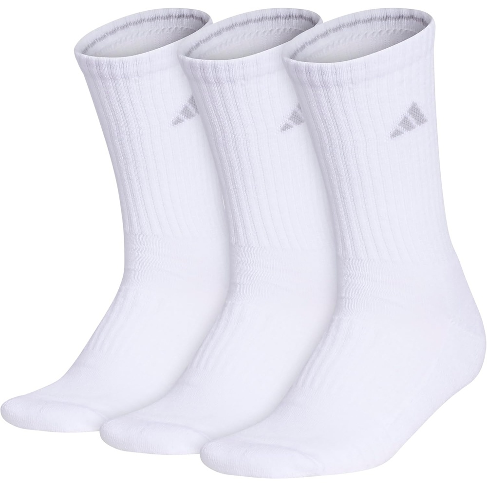 image:imageadidas Womens Cushioned Crew Socks 3 Pairs Durable amp ComfortableWhiteClear Onix Grey3