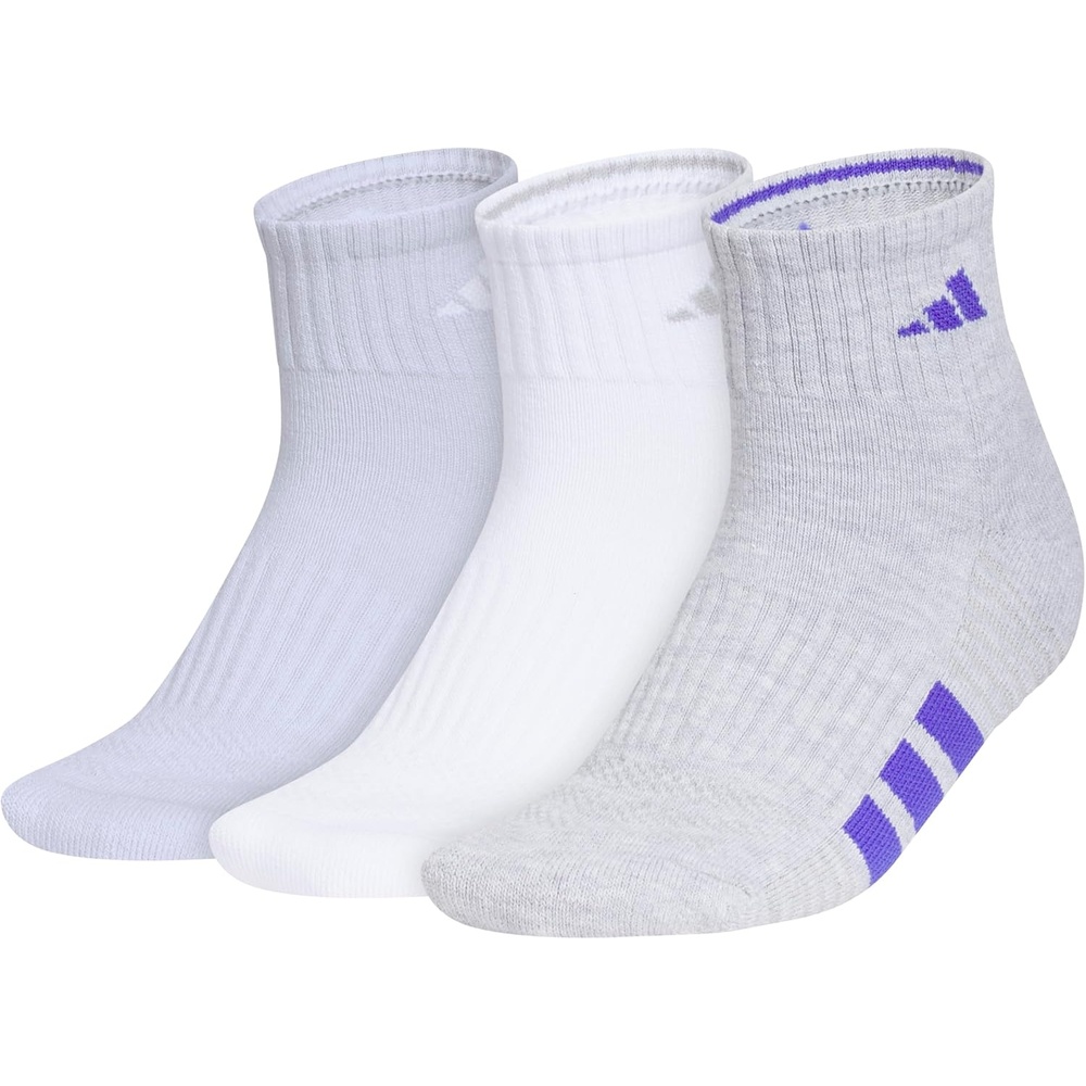 image:imageadidas Womens Cushioned Quarter Ankle Socks 3 Pairs Durable amp ComfortableFrozen PurpleClear Onix GreySolar Purple4