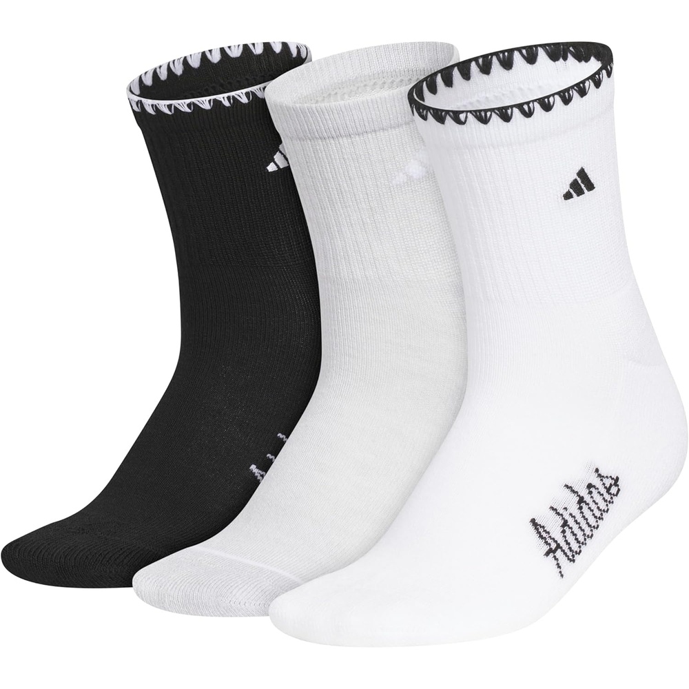image:imageadidas Womens Cushioned Sport High Quarter Socks 3 Pairs Durable amp ComfortableBlackClear Onix GreyWhiteLuxe