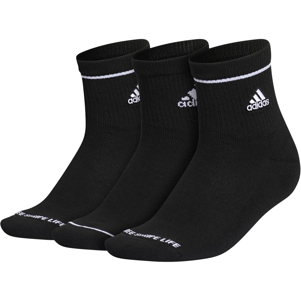 image:imageadidas Womens Cushioned Sport High Quarter Socks 3 Pairs Durable amp ComfortableBlackWhite2