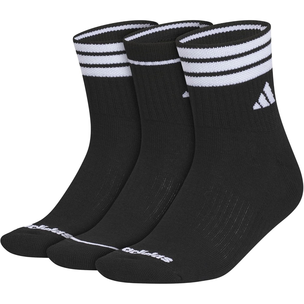 image:imageadidas Womens Cushioned Sport High Quarter Socks 3 Pairs Durable amp ComfortableBlackWhite3stripe4