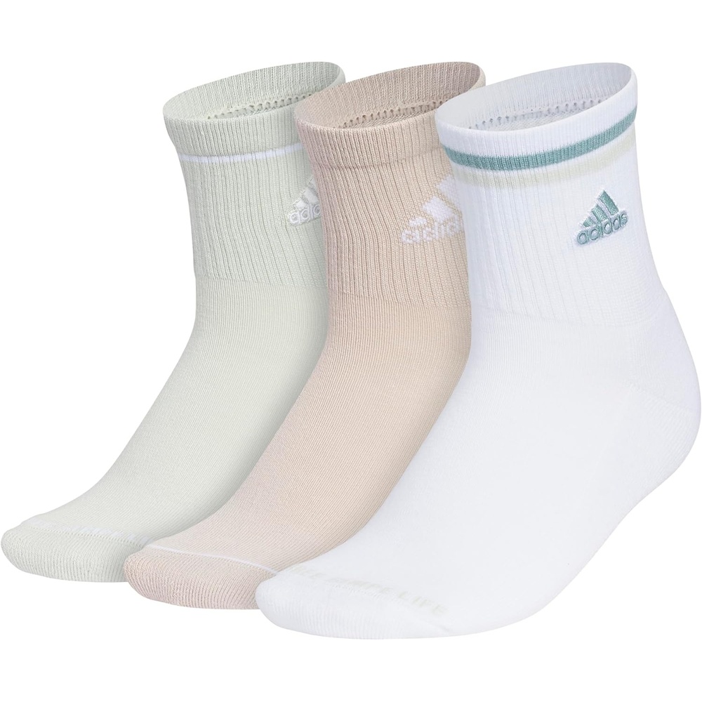image:imageadidas Womens Cushioned Sport High Quarter Socks 3 Pairs Durable amp ComfortableLinen GreenWonder BeigeWhite2