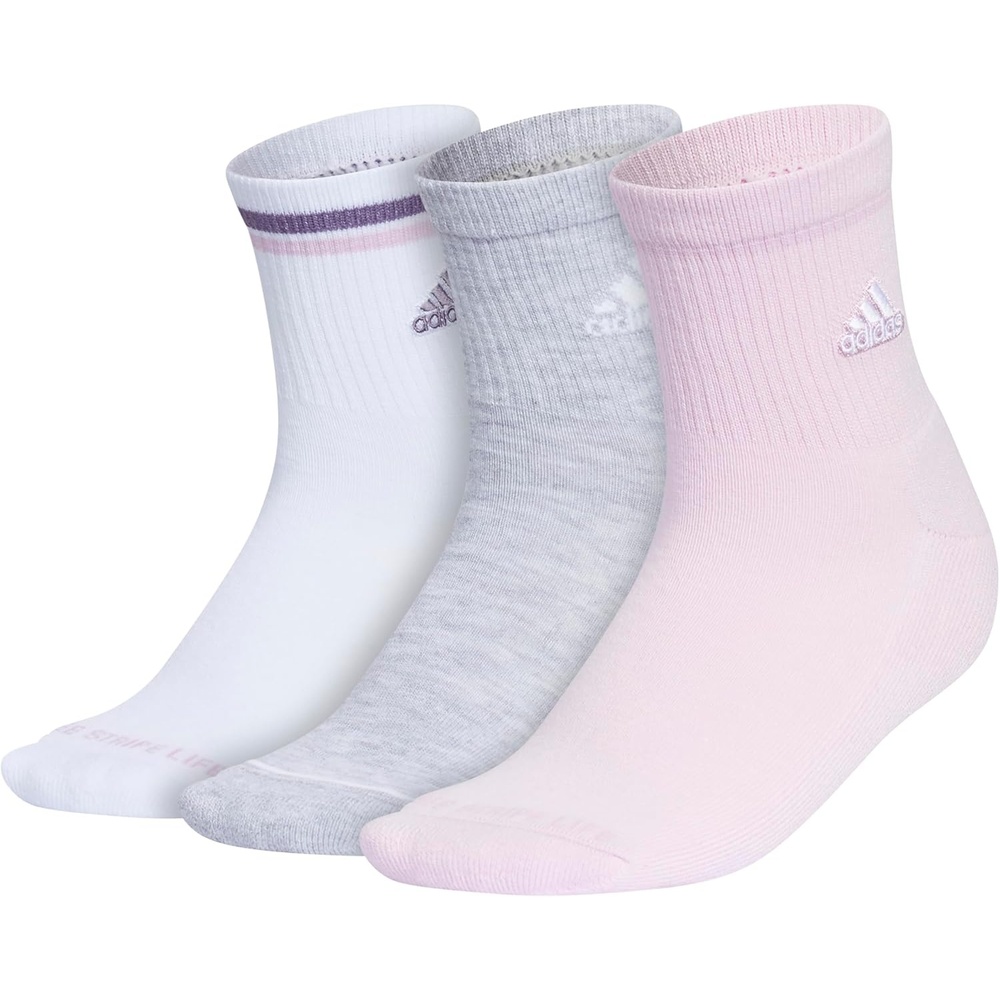 image:imageadidas Womens Cushioned Sport High Quarter Socks 3 Pairs Durable amp ComfortableOrchid Fusion PurpleCool Light HeatherWhite2