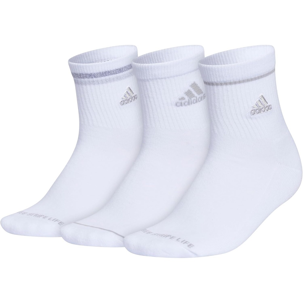 image:imageadidas Womens Cushioned Sport High Quarter Socks 3 Pairs Durable amp ComfortableWhiteClear Onix Grey2