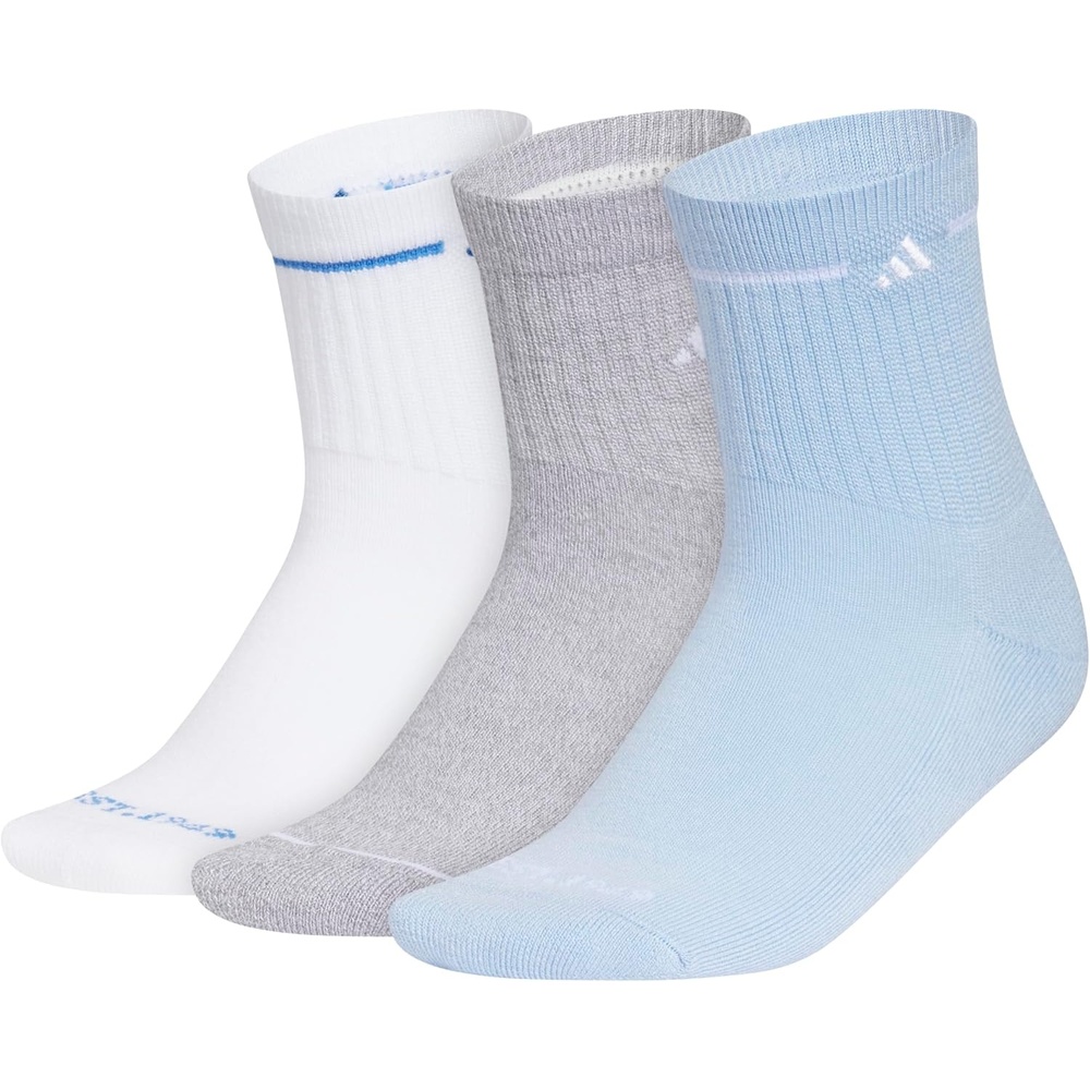 image:imageadidas Womens Cushioned Sport High Quarter Socks 3 Pairs Durable amp ComfortableWhiteRay BlueGrey3