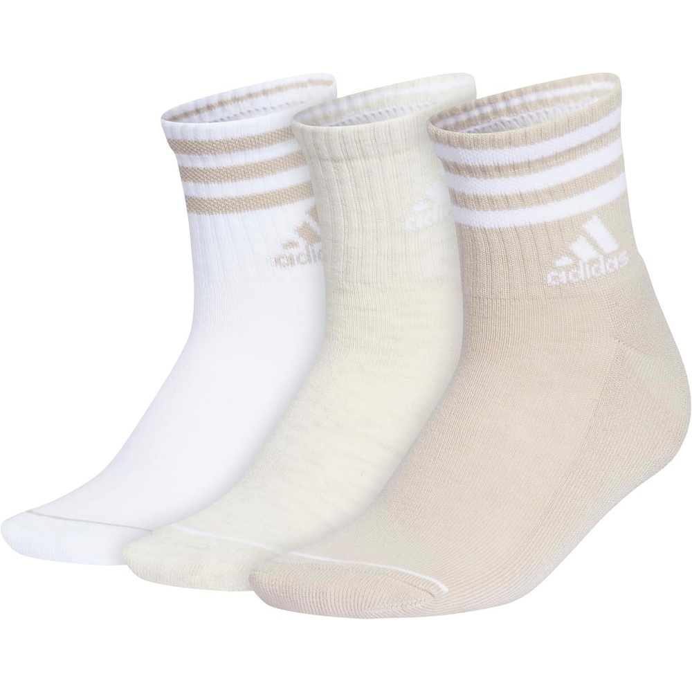 image:imageadidas Womens Cushioned Sport High Quarter Socks 3 Pairs Durable amp ComfortableWonder BeigeWhiteAlumina Heather3stripe3