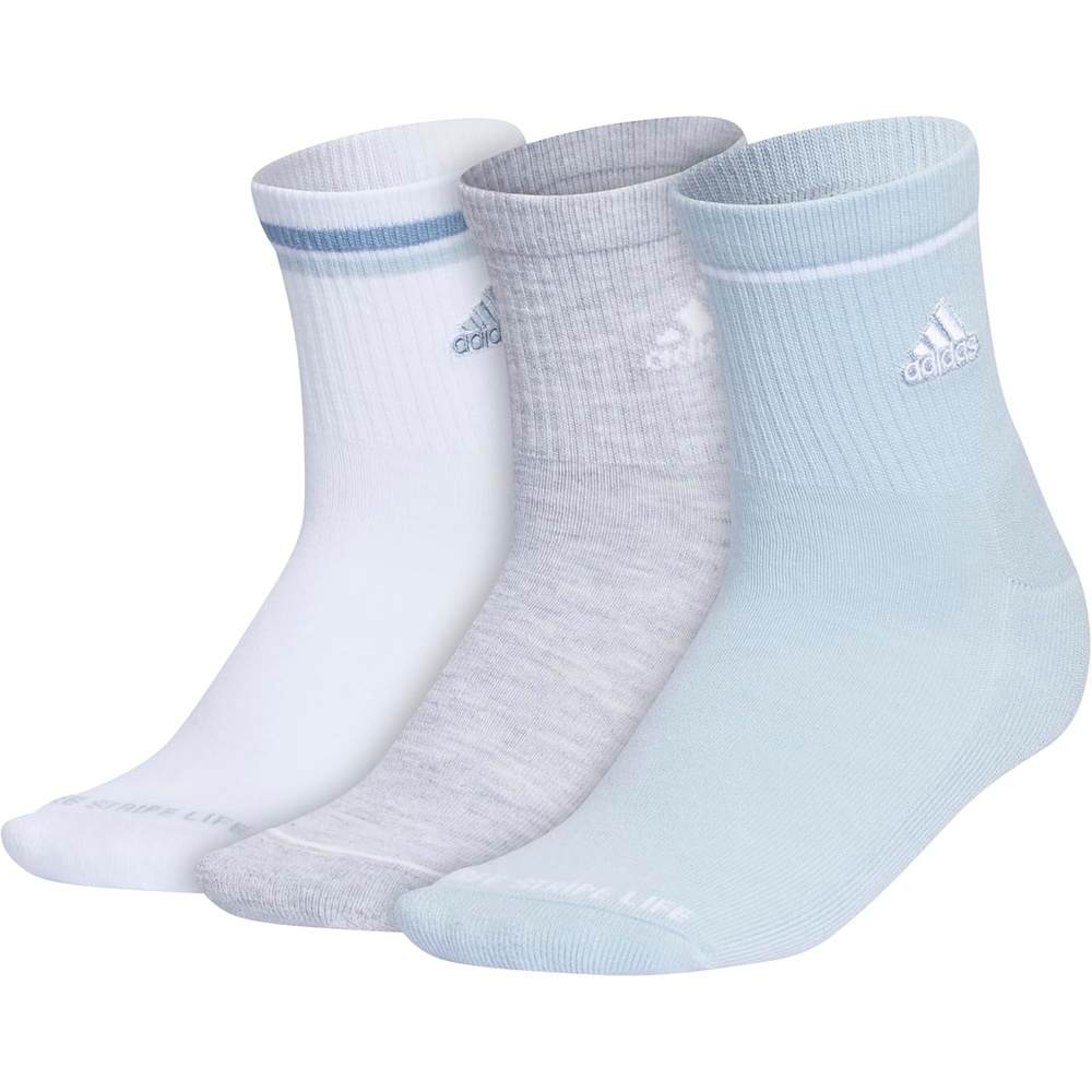 image:imageadidas Womens Cushioned Sport High Quarter Socks 3 Pairs Durable amp ComfortableWonder BlueCool Light HeatherWhite2