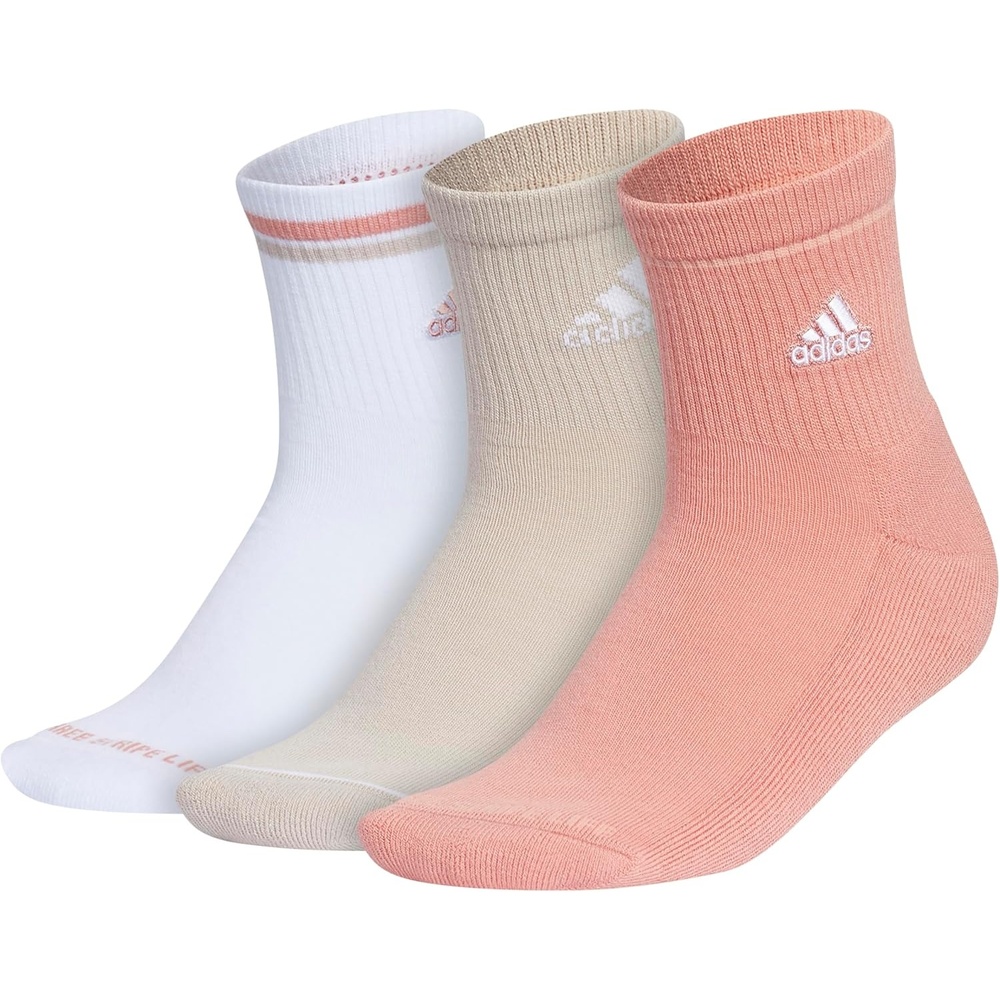 image:imageadidas Womens Cushioned Sport High Quarter Socks 3 Pairs Durable amp ComfortableWonder ClayWonder BeigeWhite2