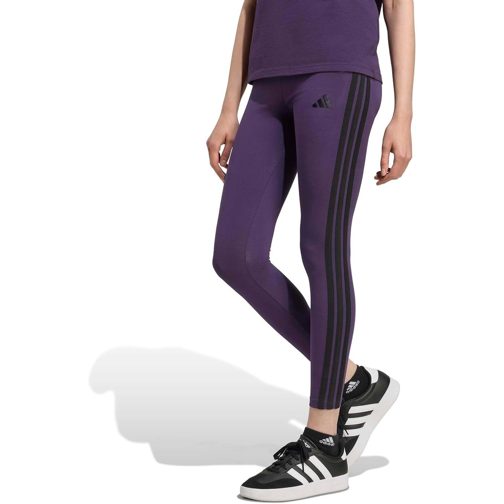 image:imageadidas Womens Essentials 3Stripes Cotton LeggingsAurora PlumBlack