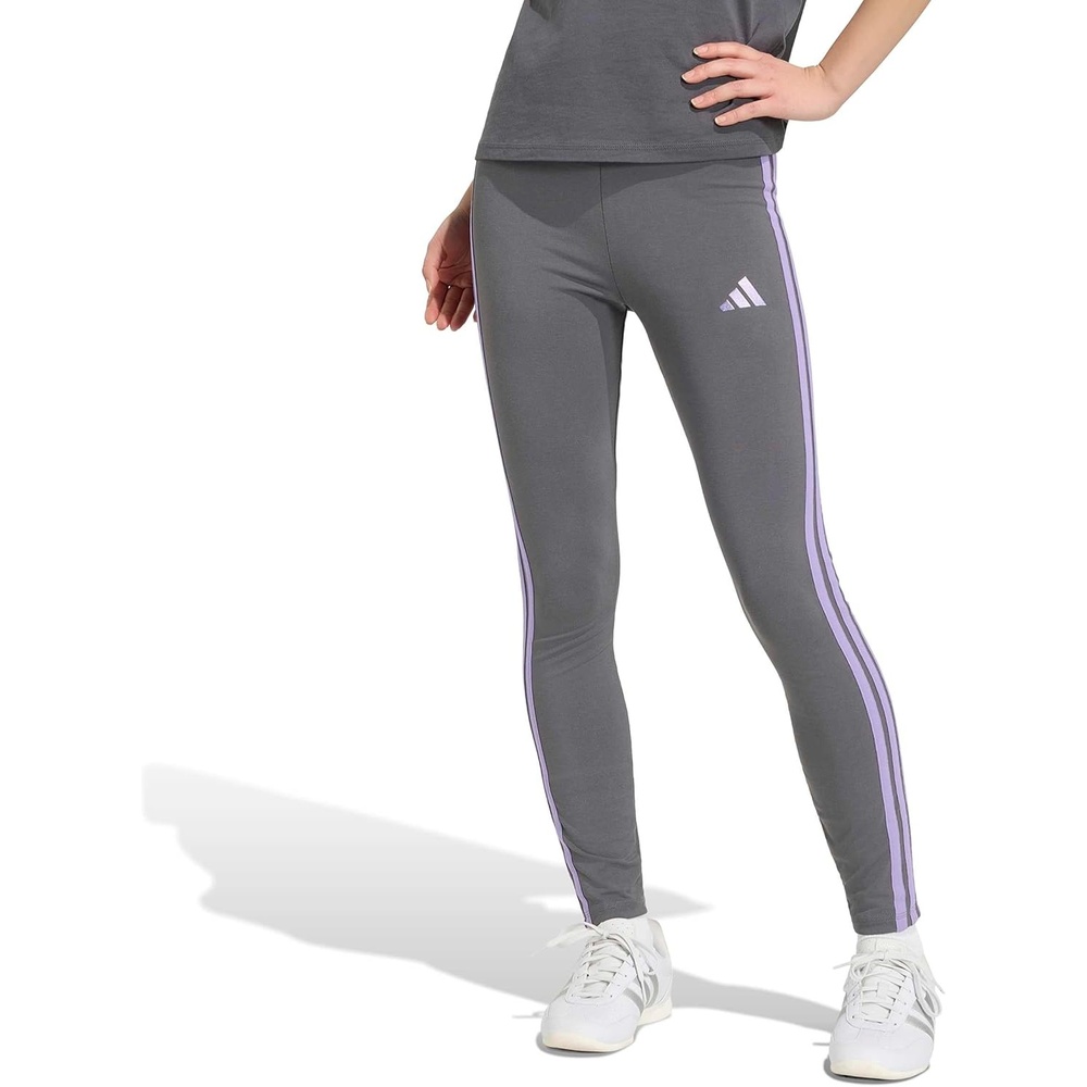 image:imageadidas Womens Essentials 3Stripes Cotton LeggingsGreyMagic Lilac