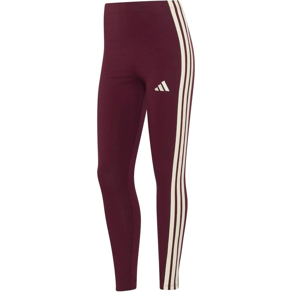 image:imageadidas Womens Essentials 3Stripes Cotton LeggingsMaroonIvory