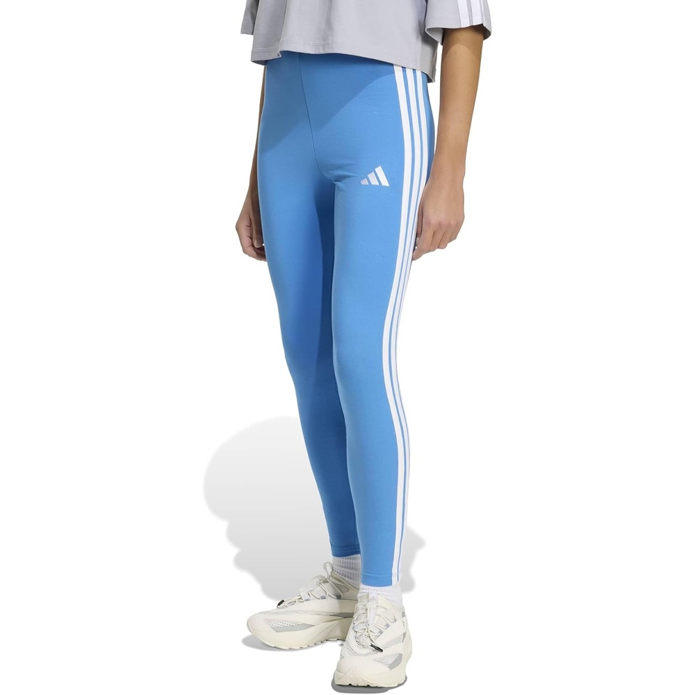 image:imageadidas Womens Essentials 3Stripes Cotton LeggingsRay BlueWhite